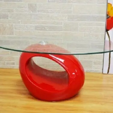 Oval Red Coffee Table