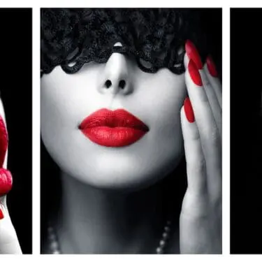 3PC Lace Mask W/Red Lips