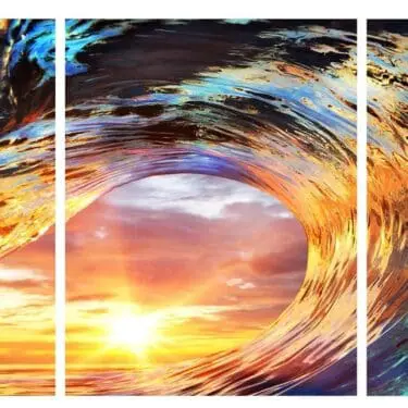 3PC Wave Glass Wall Art