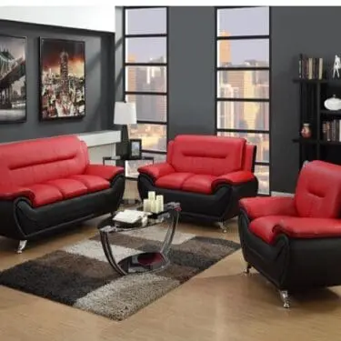 Tivoli Black & Red Sofa & Loveseat