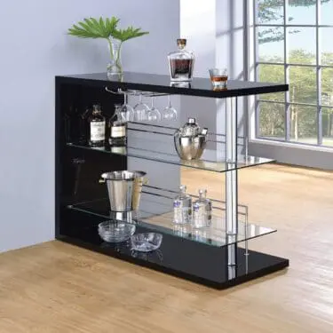 Rectangular 2-Shelf Bar Unit Glossy Black