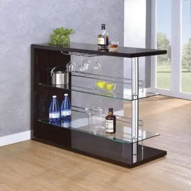 Rectangular 2-Shelf Bar Unit Glossy Cappuccino
