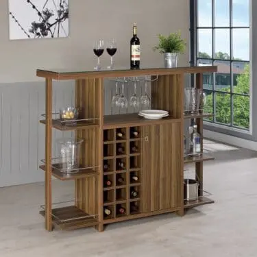Bar Unit With Wine Bottle Storage Walnut