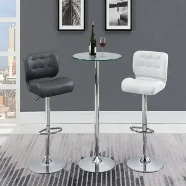 Glass Top Round Bar Table Chrome