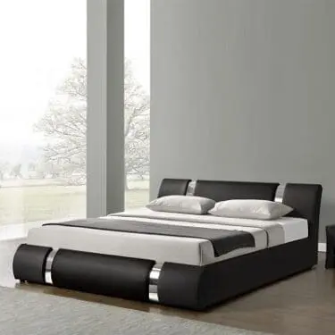 Queen Bed Black Pu