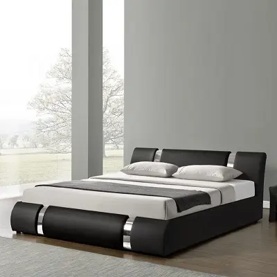 Queen Bed Black Pu