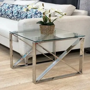 Tempered Glass End table with Chrome Base