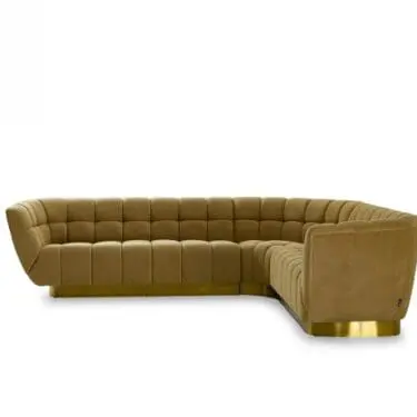 Divani Casa Granby - Glam Mustard + Gold Fabric Sectional