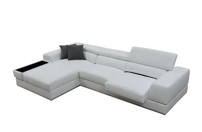 Divani Casa Pella Mini - Modern White Leather Left Facing Sectional - Image 3