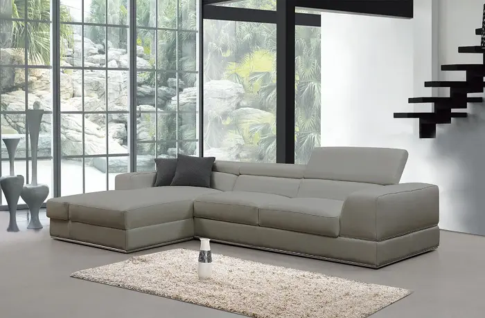 Divani Casa Pella Mini - Modern Italian Leather Left Facing Sectional