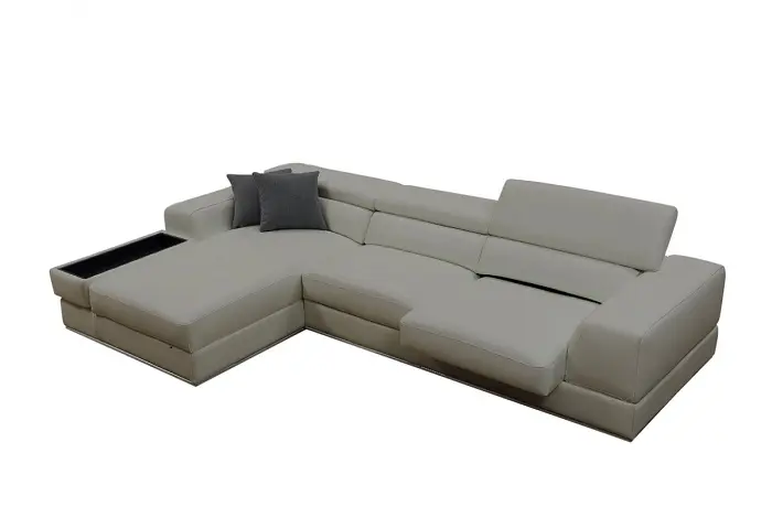 Divani Casa Pella Mini - Modern Italian Leather Left Facing Sectional - Image 3