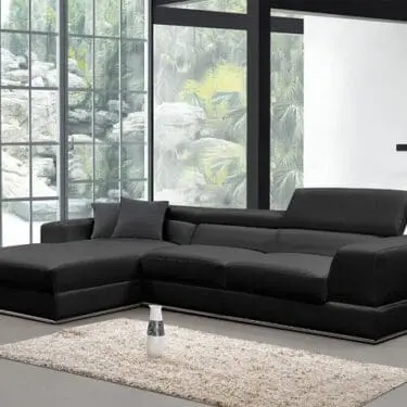 Divani Casa Pella Mini - Modern Black Leather Left Facing Sectional