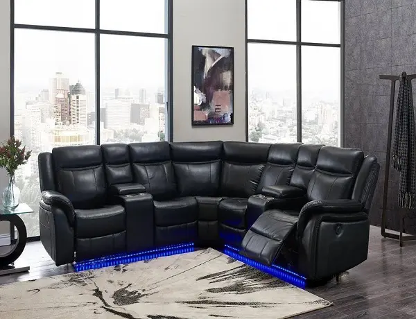 Black power recliner w/Led Light