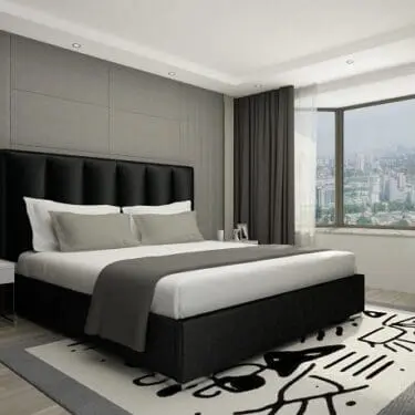 Italian Velvet Black Bed