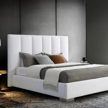 Italian Velvet White Bed