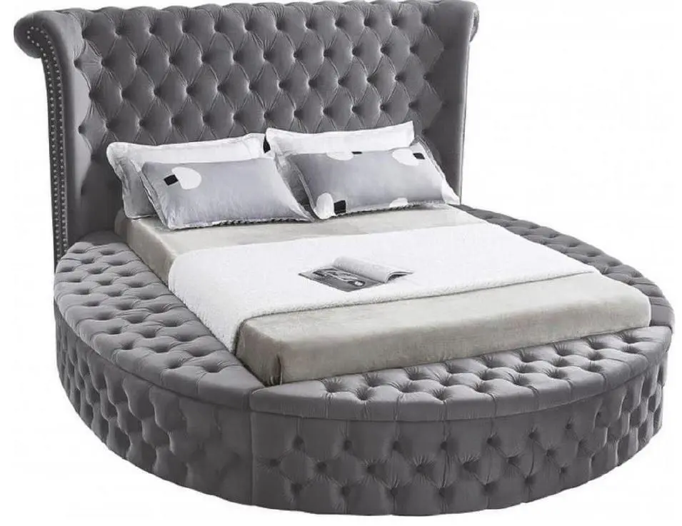 Luxus Button Tufted Velvet Round Bed - Image 6