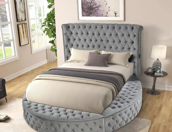 Luxus Button Tufted Velvet Round Bed