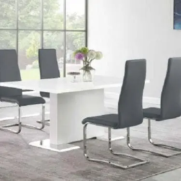 Anges 5PC Dining Set Glossy White