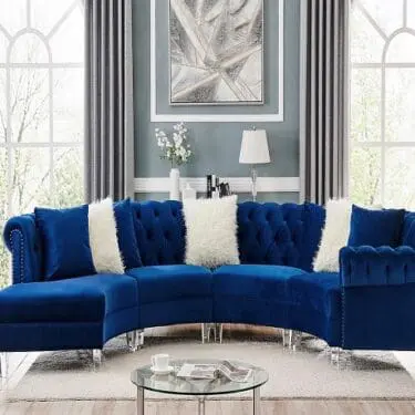 Liliana Blue Velvet Sectional