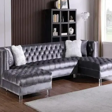 Lia Gray Velvet Sectional