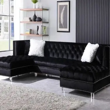 Lia Black Velvet Sectional