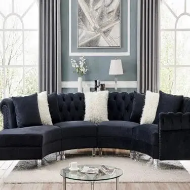 Liliana Black Velvet Sectional