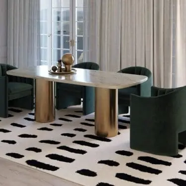 Glam White Marble & Brush Gold Dining Table
