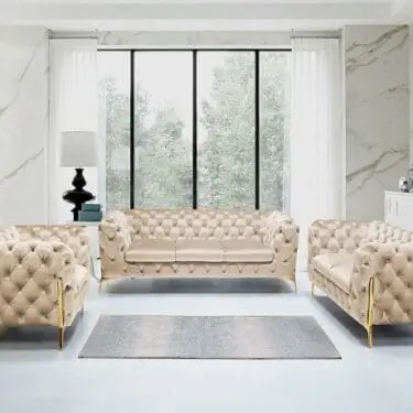 Italian Sheila - Transitional Beige Fabric Sofa Set