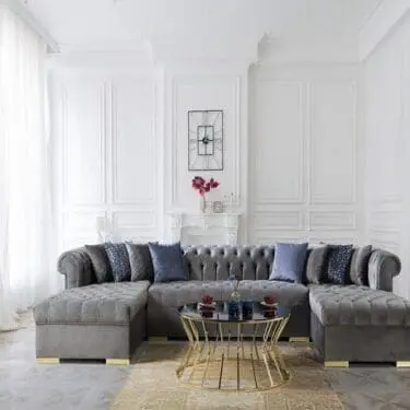 Lauren Velvet Gray Double Chaise Sectional