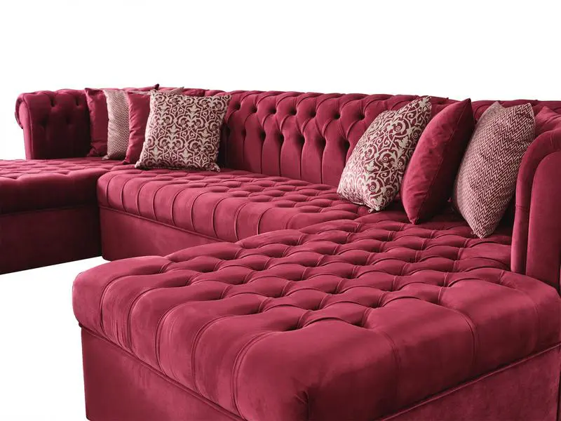 Lauren Velvet Maroon Double Chaise Sectional - Image 2
