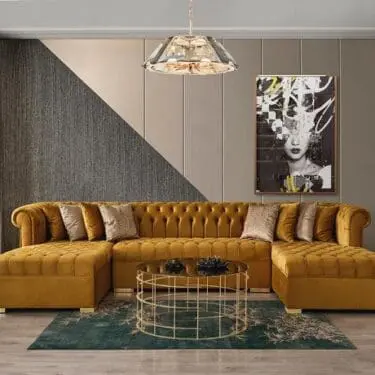 Lauren Velvet Mustard Double Chaise Sectional
