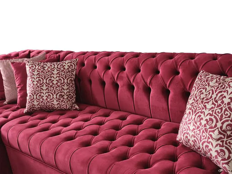 Lauren Velvet Maroon Double Chaise Sectional - Image 4