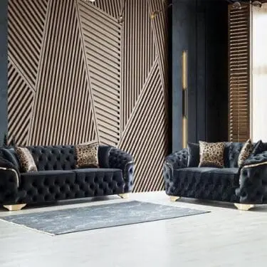 Lupino Black Velvet Sofa & Loveseat