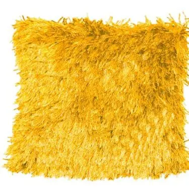 Ribbon Shaggy Throw Pillow Yellow