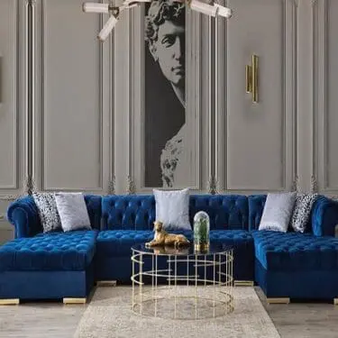 Lauren Velvet Navy Double Chaise Sectional