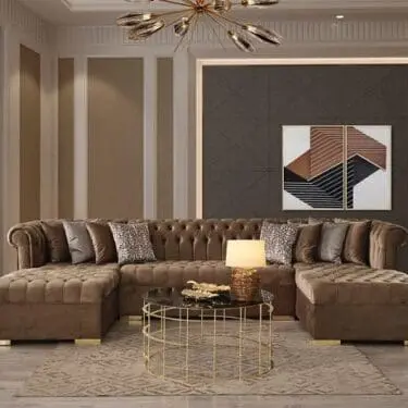 Lauren Velvet Mocha Double Chaise Sectional