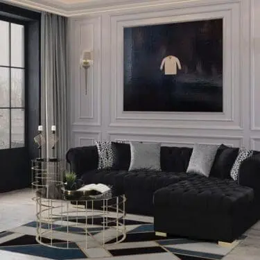 Audrey Velvet Black  Sectional