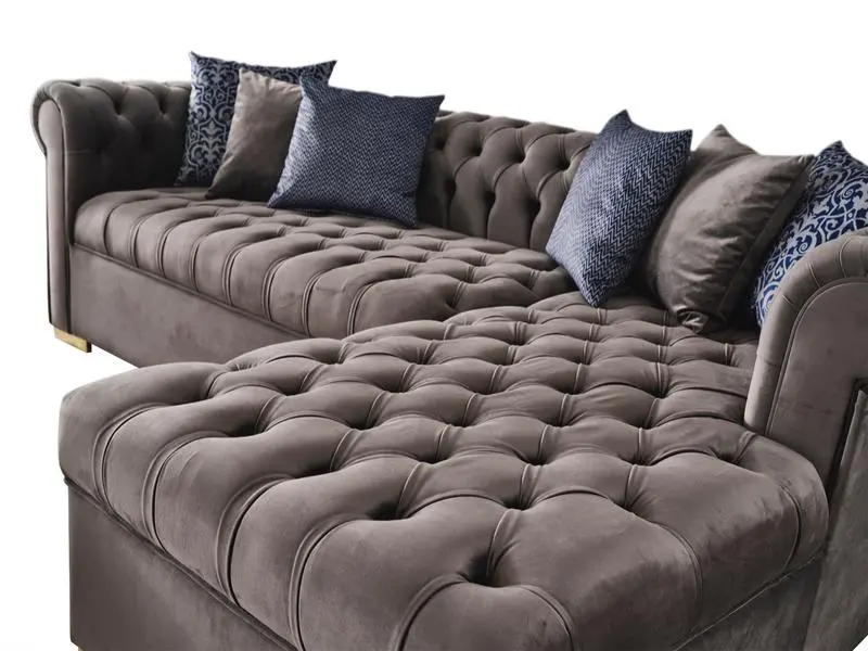 Audrey Velvet Gray Sectional - Image 2