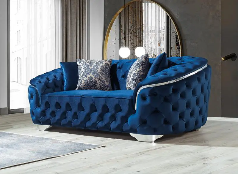 Lupino Blue Velvet Sofa & Loveseat - Image 2