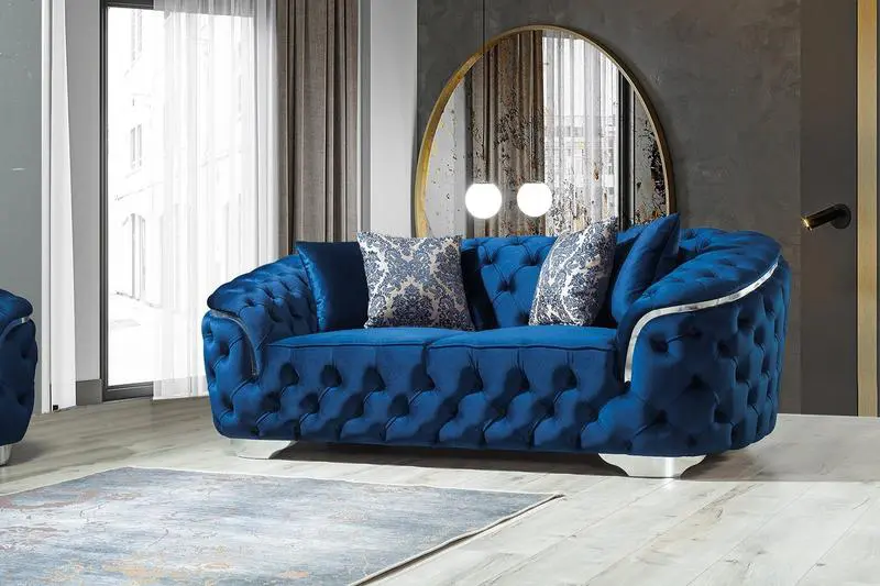 Lupino Blue Velvet Sofa & Loveseat - Image 9