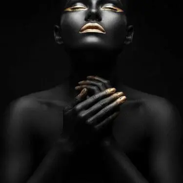 Black/Gold Women Glass Wall Art