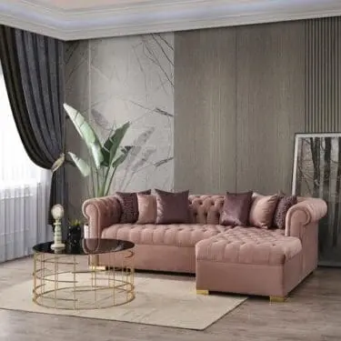 Audrey Velvet Pink Sectional