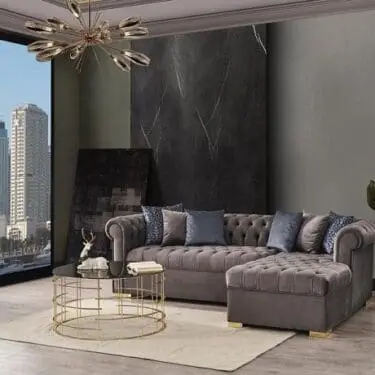 Audrey Velvet Gray  Sectional