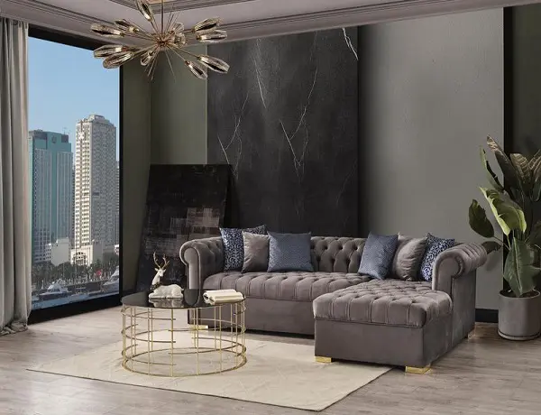 Audrey Velvet Gray Sectional