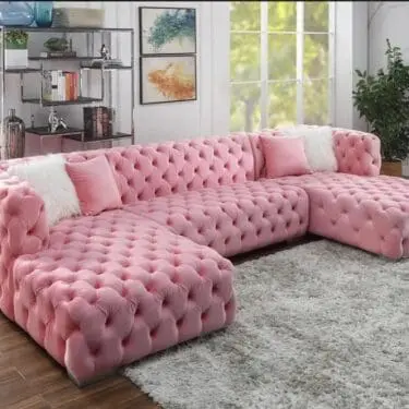 Pink Velvet Double Chaise Sectional
