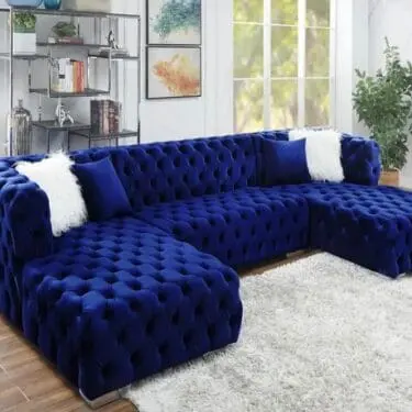 Blue Velvet Double Chaise Sectional
