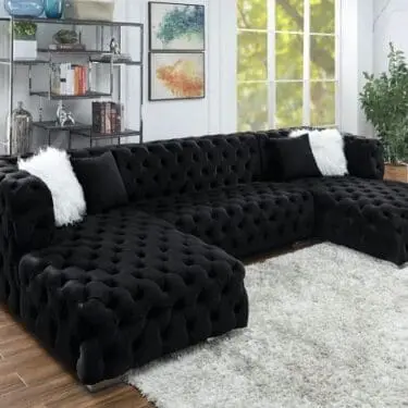 Black Velvet Double Chaise Sectional