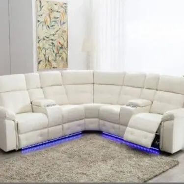 White Power Recliner Sectional