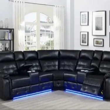 Black Power Recliner Sectional