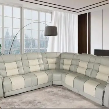 Gray Power Leather Gel Sectional